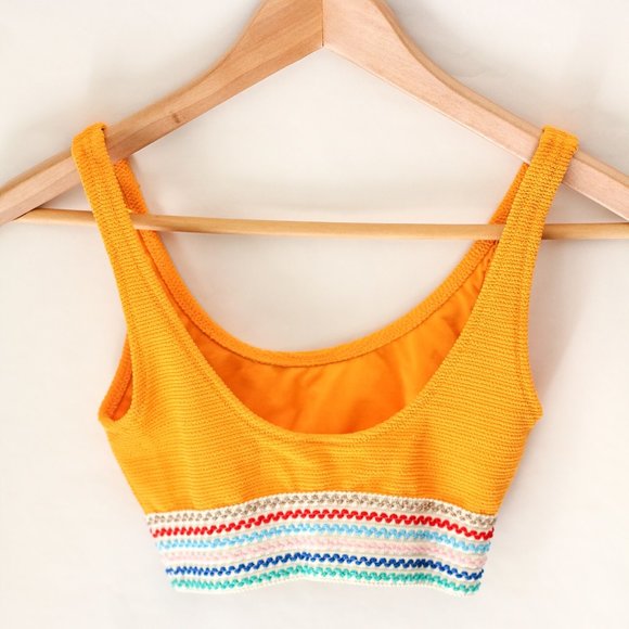 TOPSHOP ORANGE CRINKLE ELASTIC CROP BIKINI TOP - Picture 5 of 5